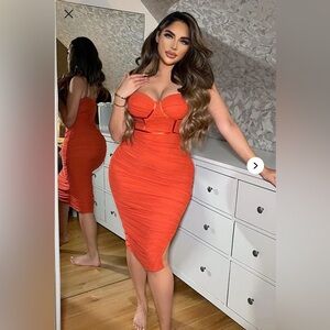 Fashion Nova Orange Midi Dress